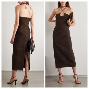 MAGDA BUTRYM Plissé-silk halterneck chocker midi dress